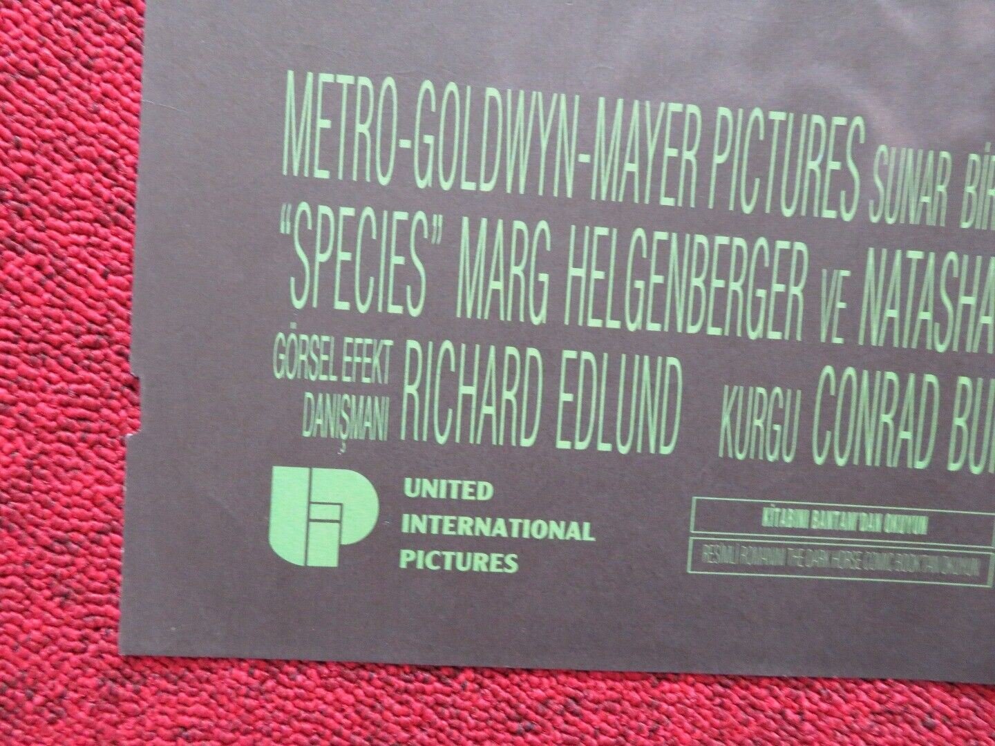 SPECIES FOLDED TURKISH ONE SHEET POSTER BEN KINGSLEY FOREST WHITAKER 1995 Movie posters