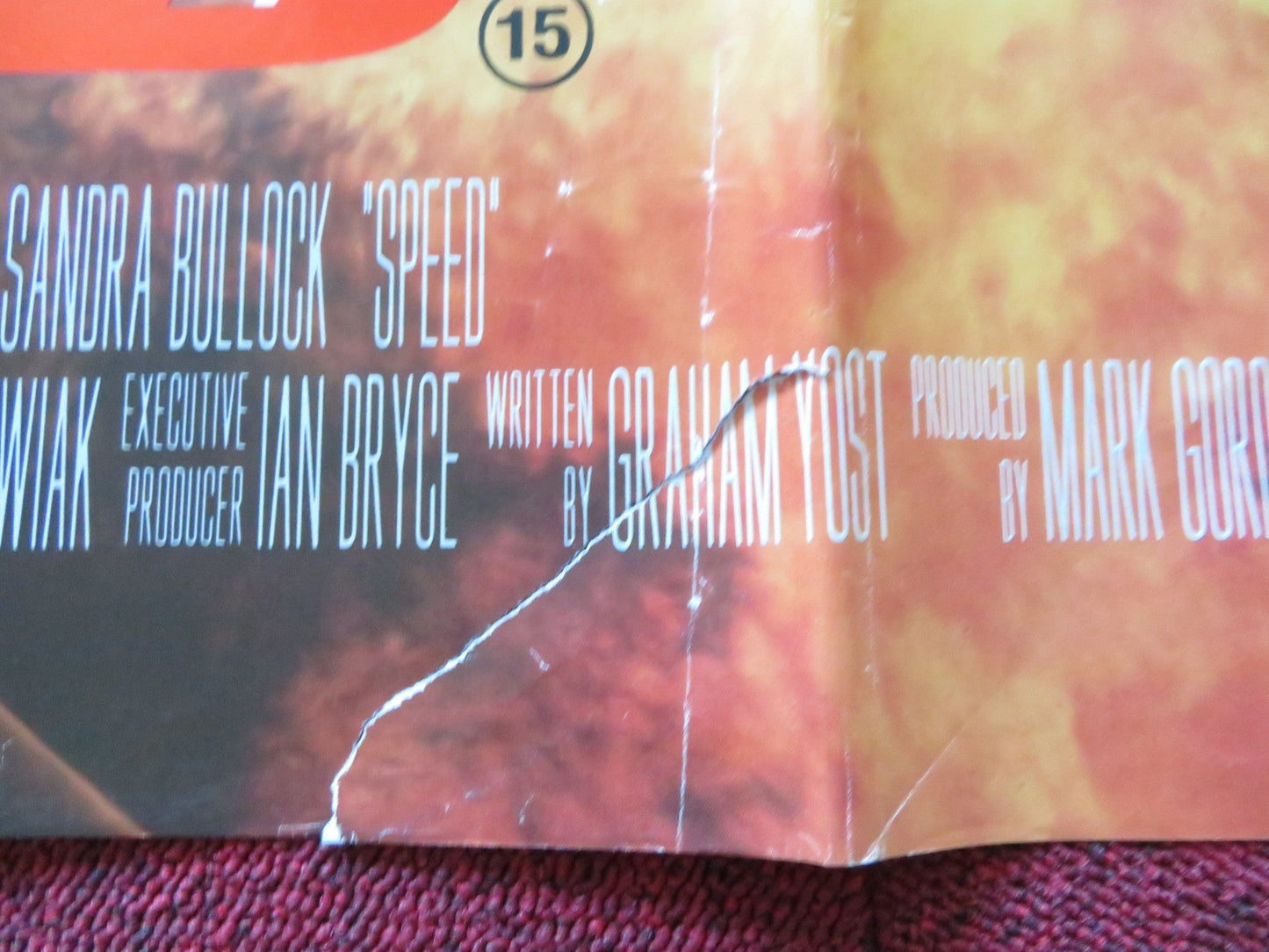 SPEED QUAD POSTER FOLDED KEANU REEVES SANDRA BULLOCK 1994 Rendezvous Cinema Movie posters