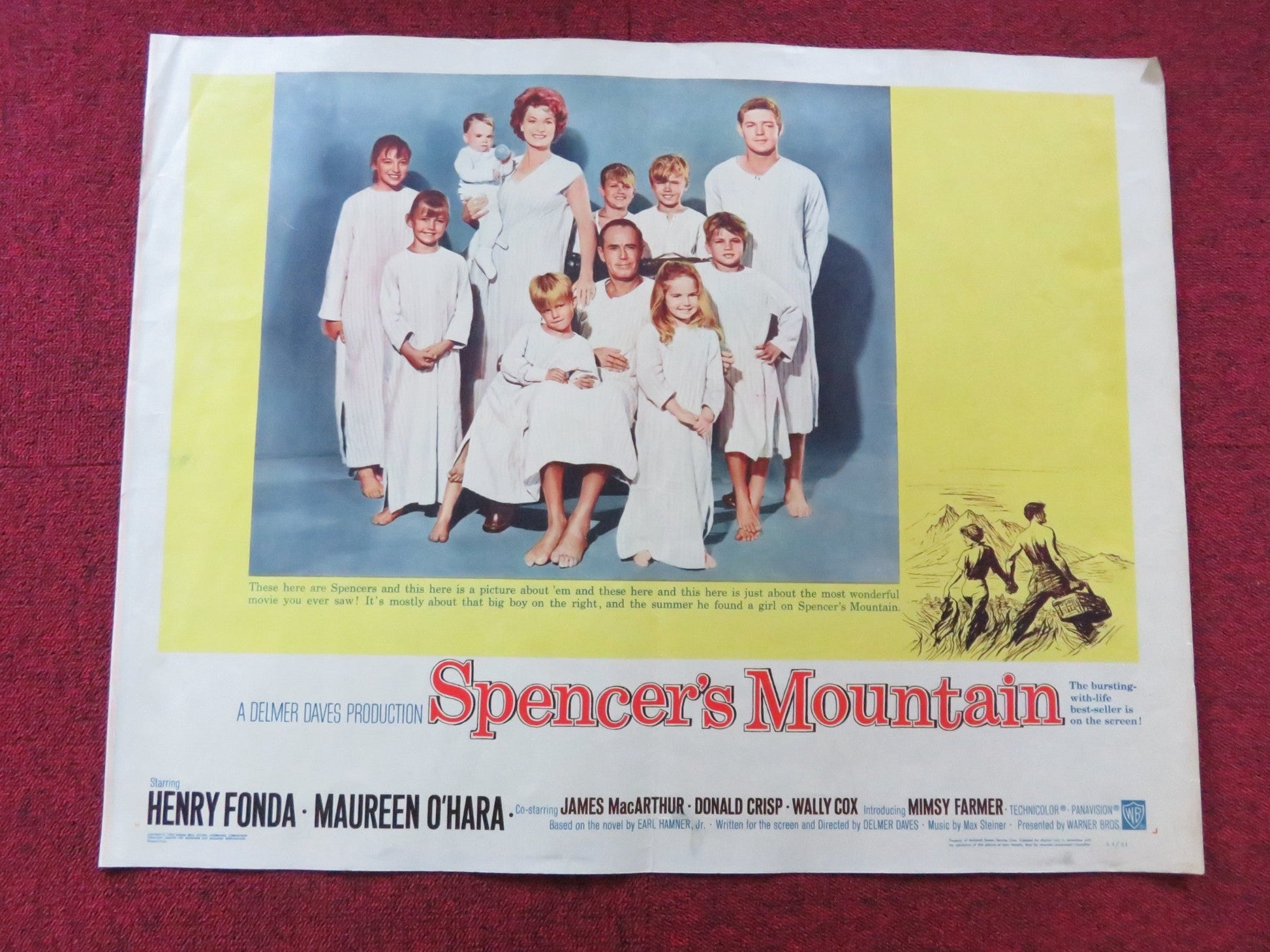 SPENCER'S MOUNTAIN HALF SHEET (22"x 28") POSTER HENRY FONDA MAUREEN O'HARA 1963 Rendezvous Cinema Movie posters