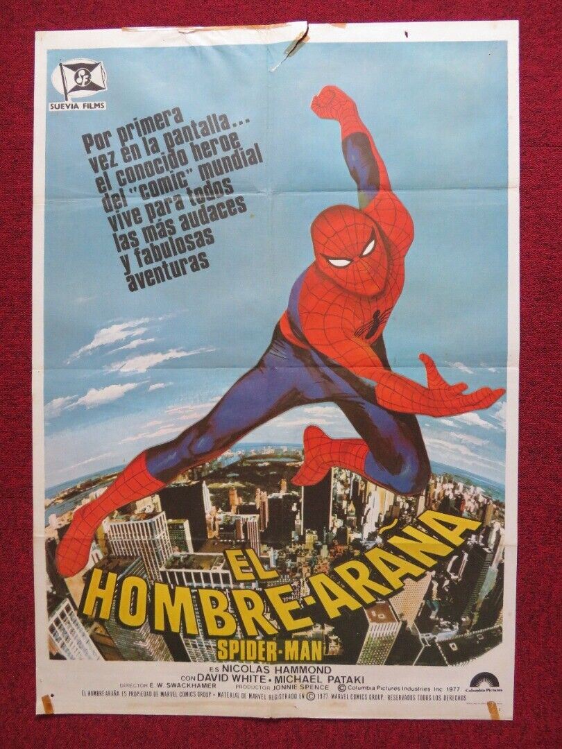 SPIDER - MAN SPANISH ROLLED POSTER NICOLAS HAMMOND ROBERT F. SIMON 1977 Movie posters