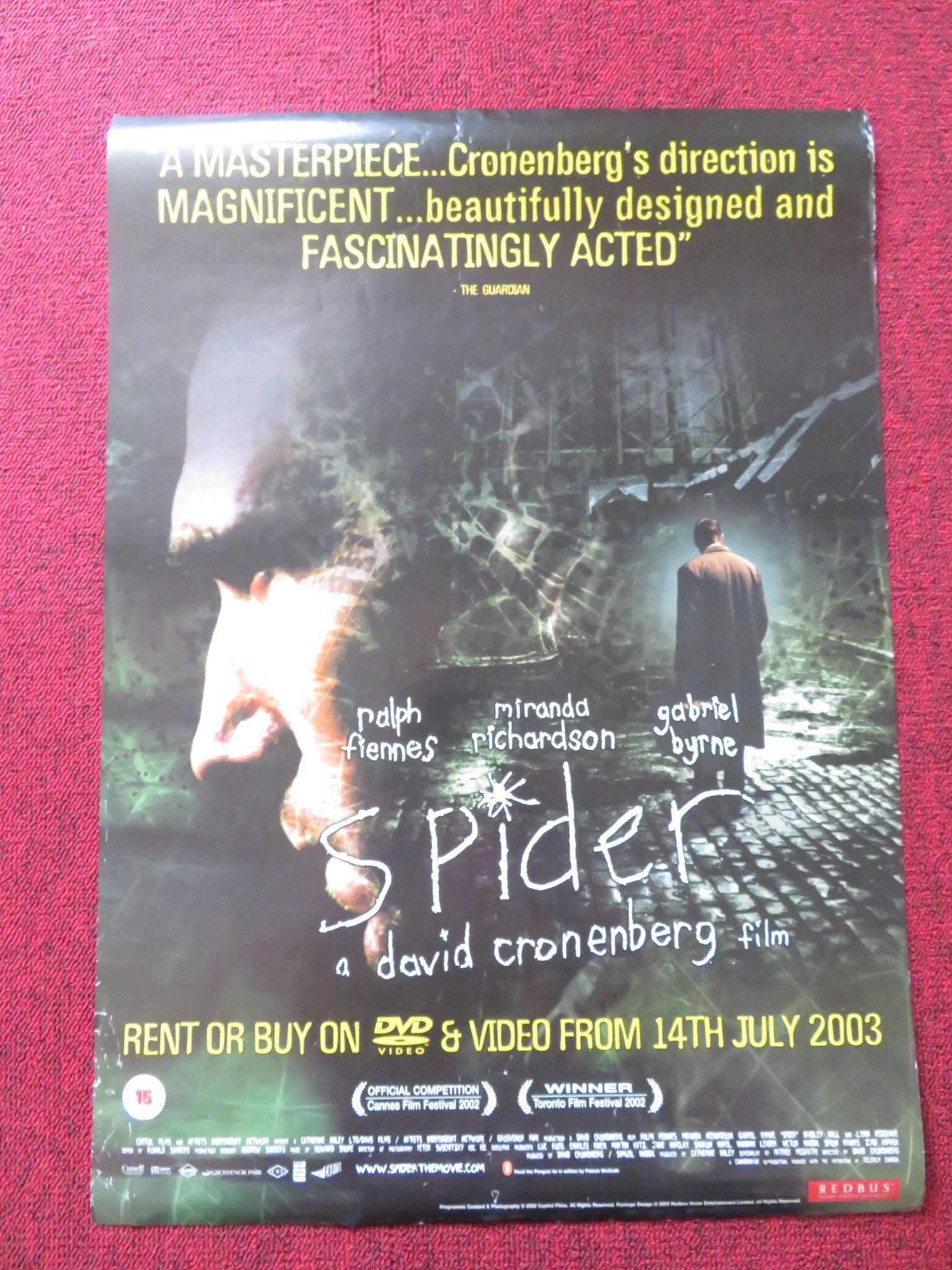 SPIDER VHS VIDEO POSTER DAVID CRONENBERG RALPH FIENNES 2002 Rendezvous Cinema Movie posters