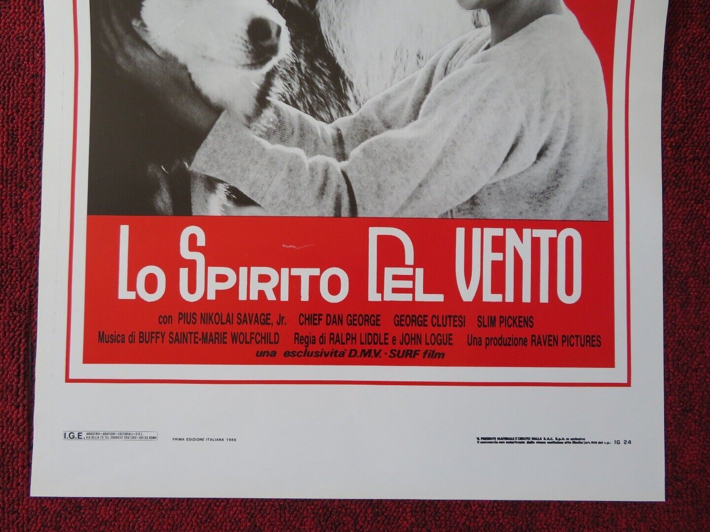 SPIRIT OF THE WIND ITALIAN LOCANDINA (27.5"x13") POSTER SLIM PICKENS 1988 Movie posters