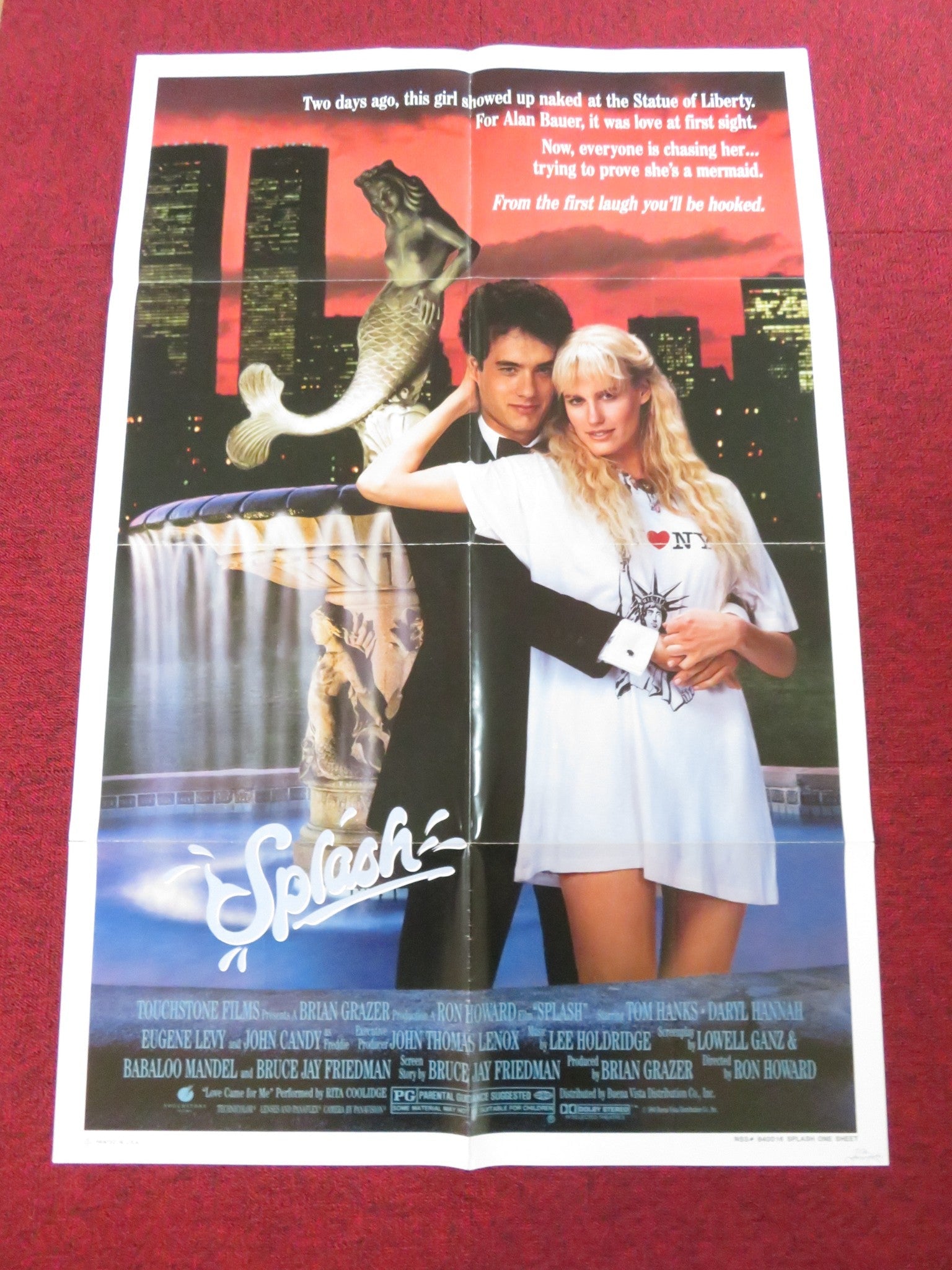 SPLASH FOLDED US ONE SHEET POSTER TOM HANKS DARYL HANNAH 1984 Rendezvous Cinema Movie posters
