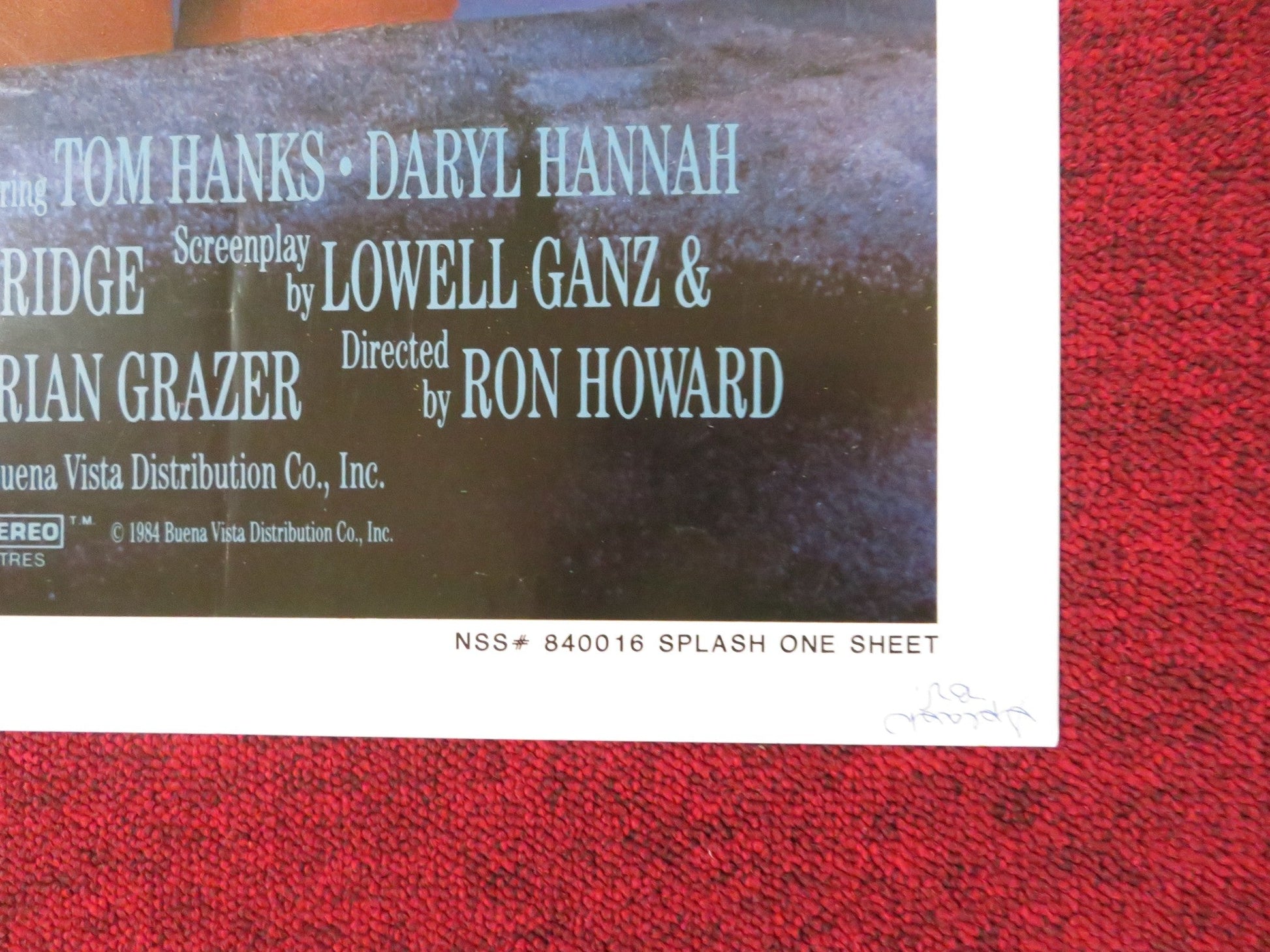 SPLASH FOLDED US ONE SHEET POSTER TOM HANKS DARYL HANNAH 1984 Rendezvous Cinema Movie posters