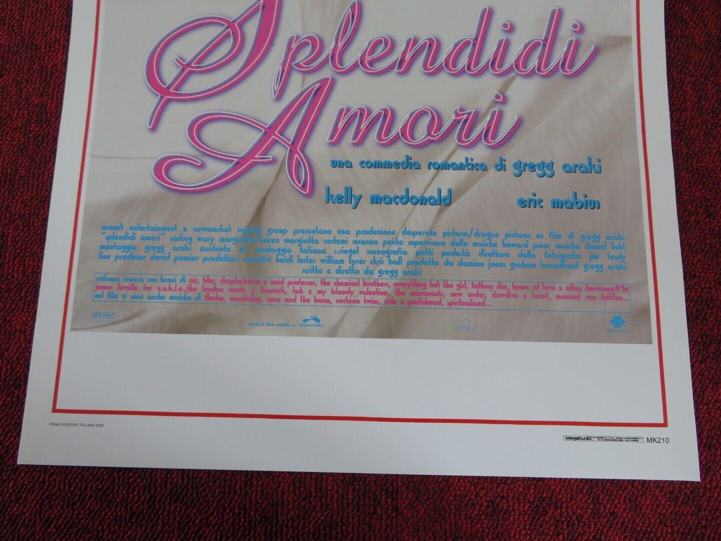 SPLENDOR ITALIAN LOCANDINA (27.5"x13") POSTER JOHNATHON SCHAECH 2000 Movie posters