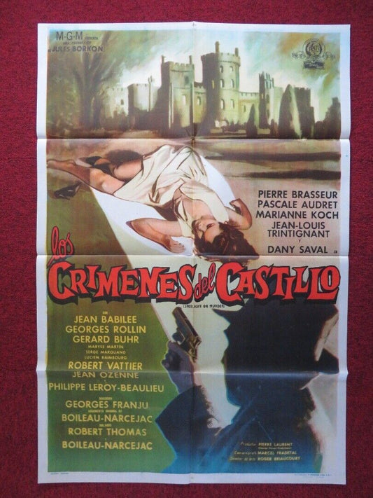 SPOTLIGHT ON MURDER FOLDED ARGENTINA ONE SHEET POSTER PIERRE BRASSEUR 1961 Movie posters