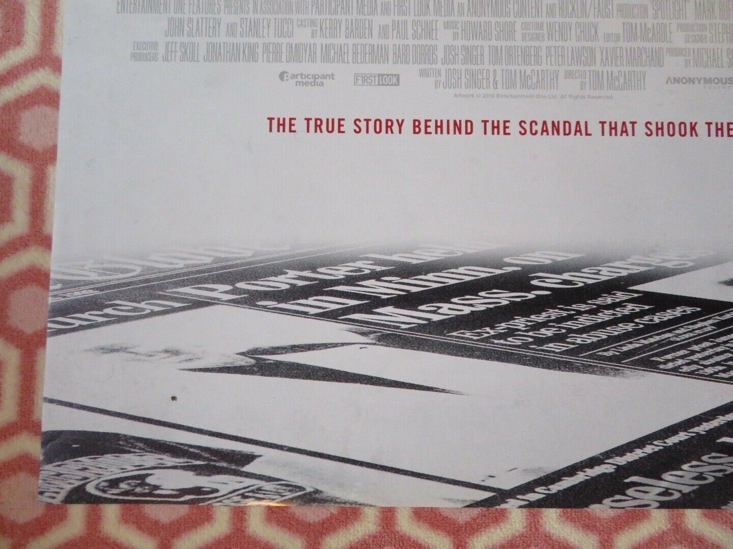 SPOTLIGHT UK ONE SHEET (27"x 41") ROLLED POSTER MARK RUFFALO MICHAEL KEATON 2015 Movie posters