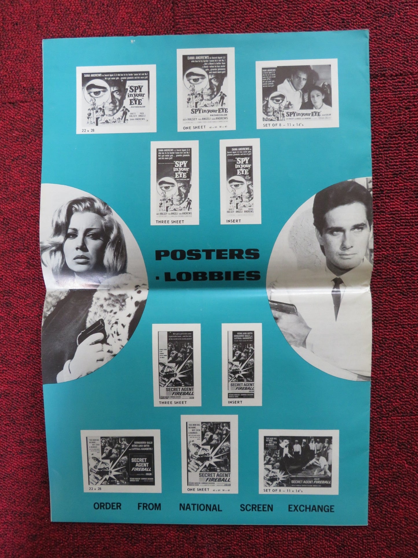 SPY IN YOUR EYE / SECRET AGENT FIREBALL - PRESSBOOK UNCUT AMERICAN INT. 1965 Rendezvous Cinema Movie posters