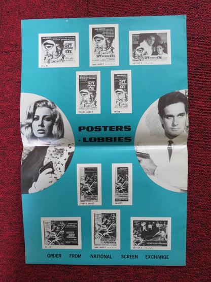 SPY IN YOUR EYE / SECRET AGENT FIREBALL - PRESSBOOK UNCUT AMERICAN INT. 1965 Rendezvous Cinema Movie posters
