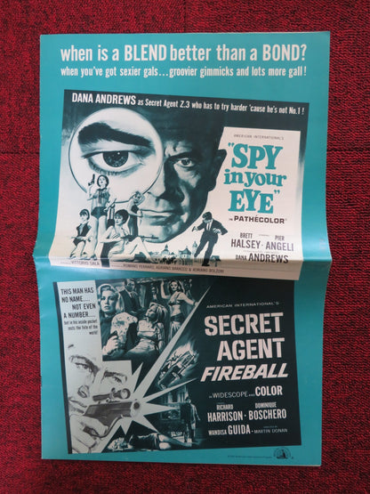 SPY IN YOUR EYE / SECRET AGENT FIREBALL - PRESSBOOK UNCUT AMERICAN INT. 1965 Rendezvous Cinema Movie posters