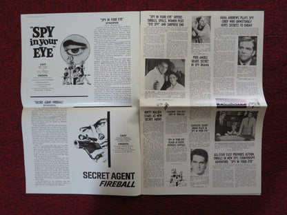 SPY IN YOUR EYE / SECRET AGENT FIREBALL - PRESSBOOK UNCUT AMERICAN INT. 1965 Rendezvous Cinema Movie posters