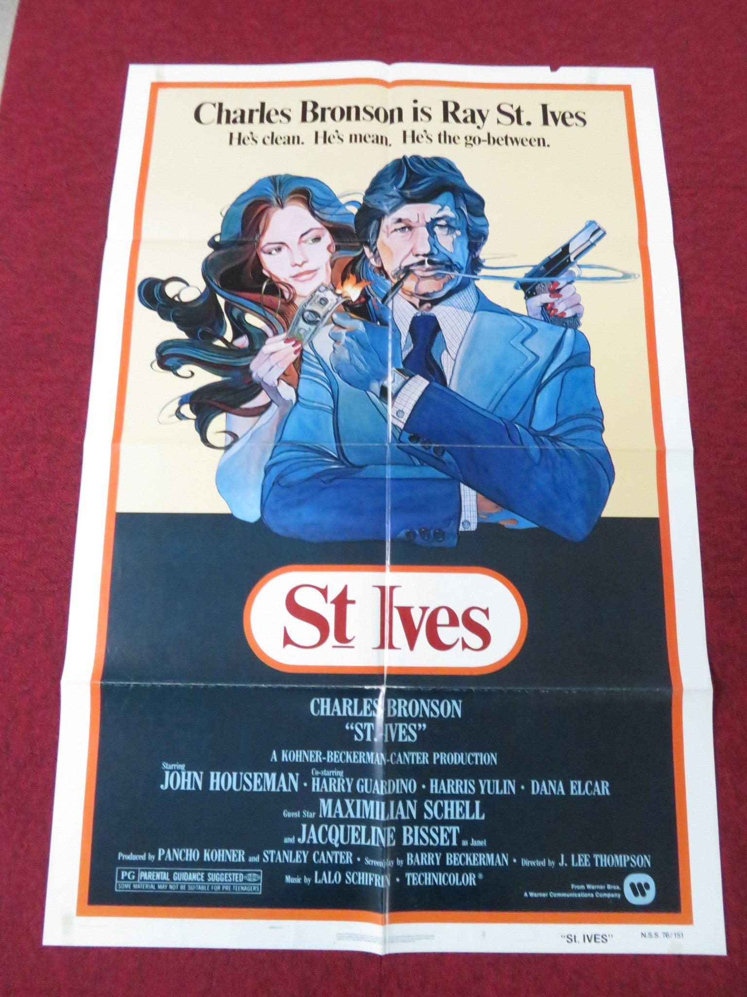 ST. IVES FOLDED US ONE SHEET POSTER CHARLES BRONSON JOHN HOUSEMAN 1976 Rendezvous Cinema Movie posters