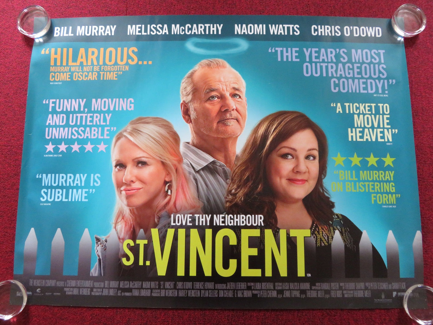 ST. VINCENT UK QUAD (30"x 40") ROLLED POSTER BILL MURRAY NAOMI WATTS 2014 Rendezvous Cinema Movie posters