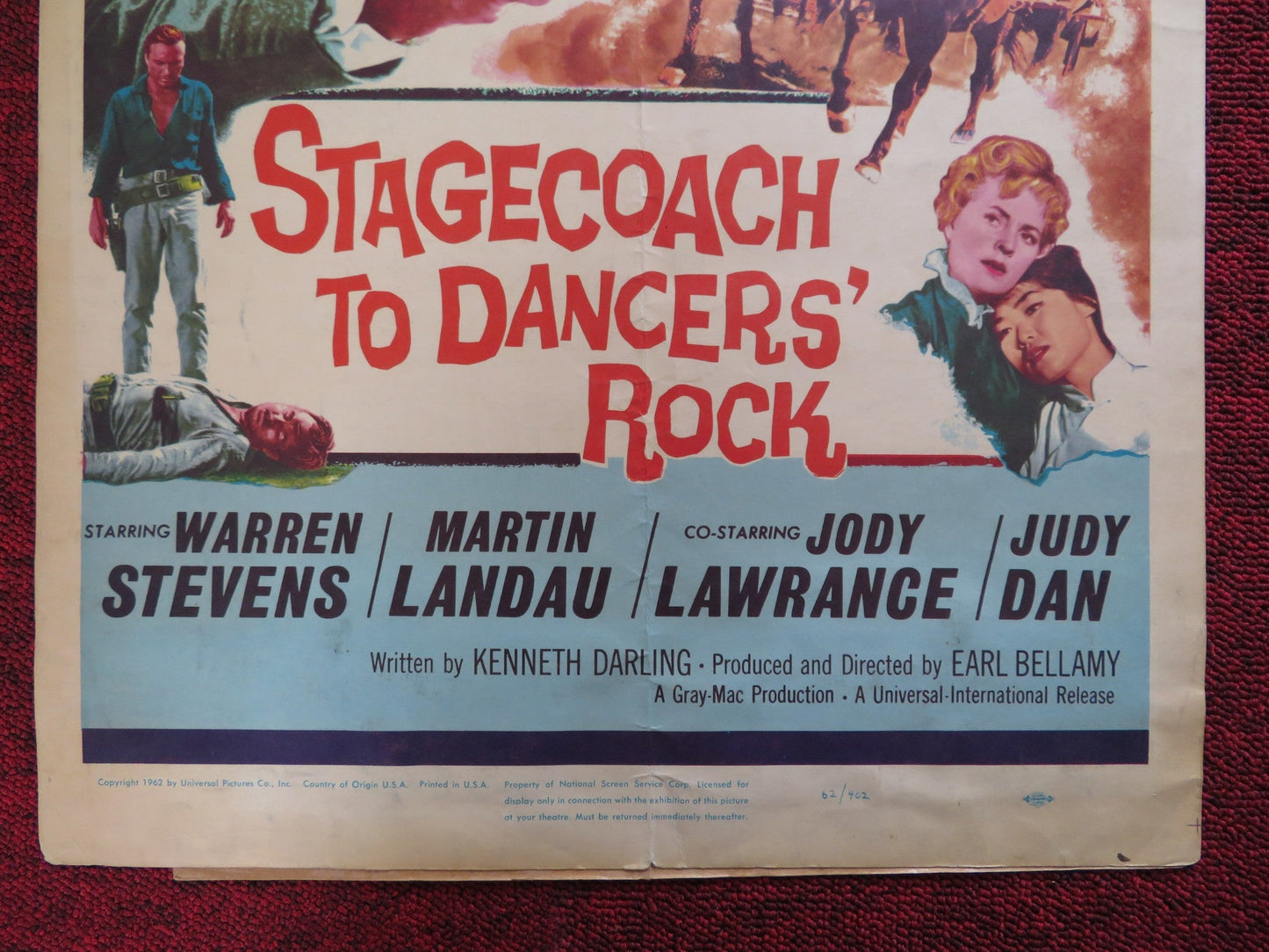 STAGECOACH TO DANCERS' ROCK WINDOW CARD (14"x 22") POSTER WARREN S. MARTIN 1962 Rendezvous Cinema Movie posters