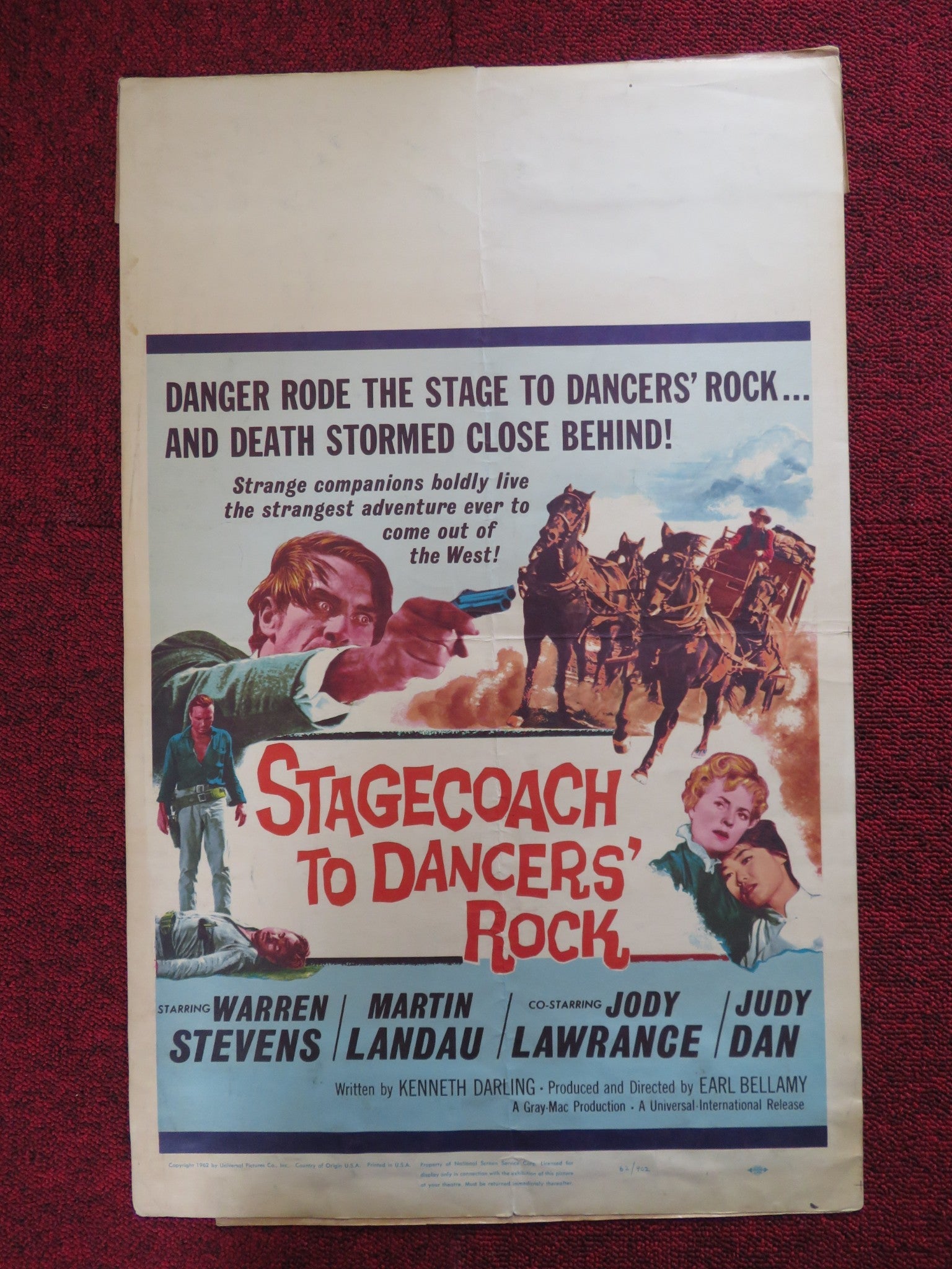 STAGECOACH TO DANCERS' ROCK WINDOW CARD (14"x 22") POSTER WARREN S. MARTIN 1962 Rendezvous Cinema Movie posters