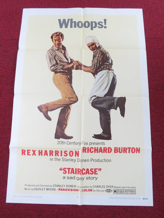 STAIRCASE - B FOLDED US ONE SHEET POSTER REX HARRISON RICHARD BURTON 1969 Rendezvous Cinema Movie posters