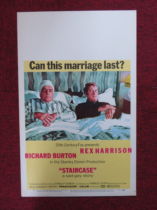 STAIRCASE WINDOW CARD (14"x 22") POSTER REX HARRISON RICHARD BURTON 1969 Rendezvous Cinema Movie posters