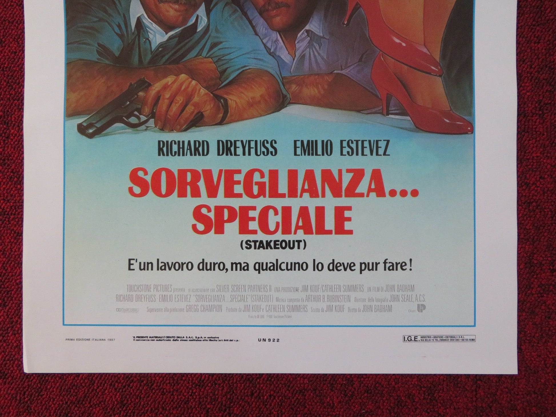 STAKEOUT ITALIAN LOCANDINA POSTER RICHARD DREYFUSS EMILIO ESTEVEZ 1987 Rendezvous Cinema Movie posters