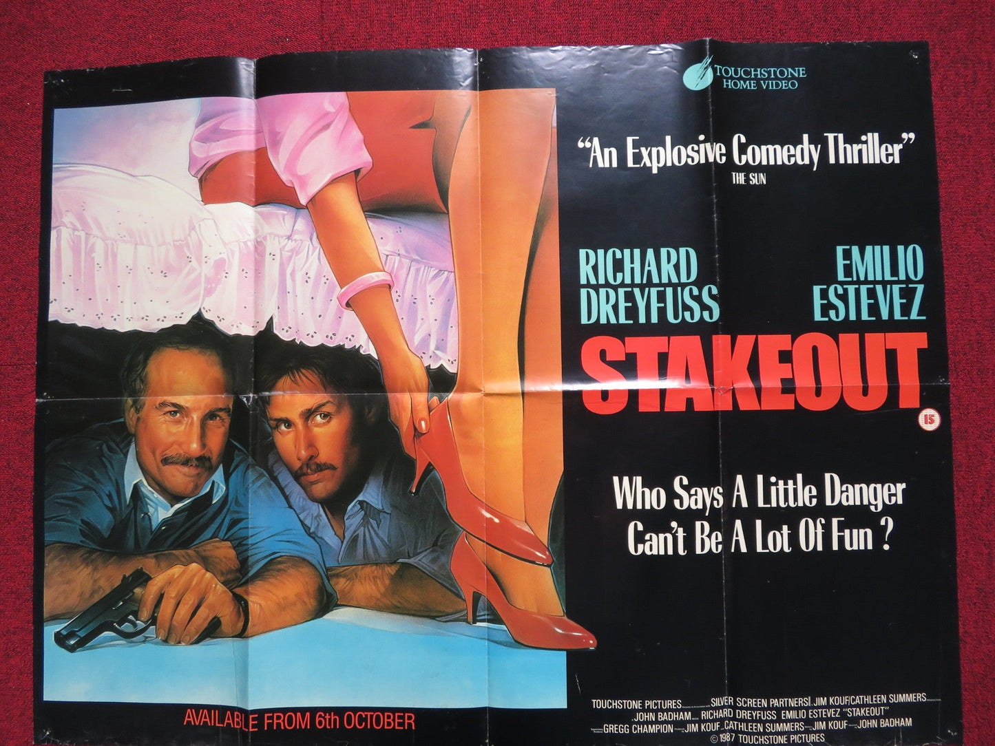 STAKEOUT VHS POSTER UK QUAD POSTER FOLDED RICHARD DREYFUSS EMILIO ESTEVEZ 1987 Rendezvous Cinema Movie posters