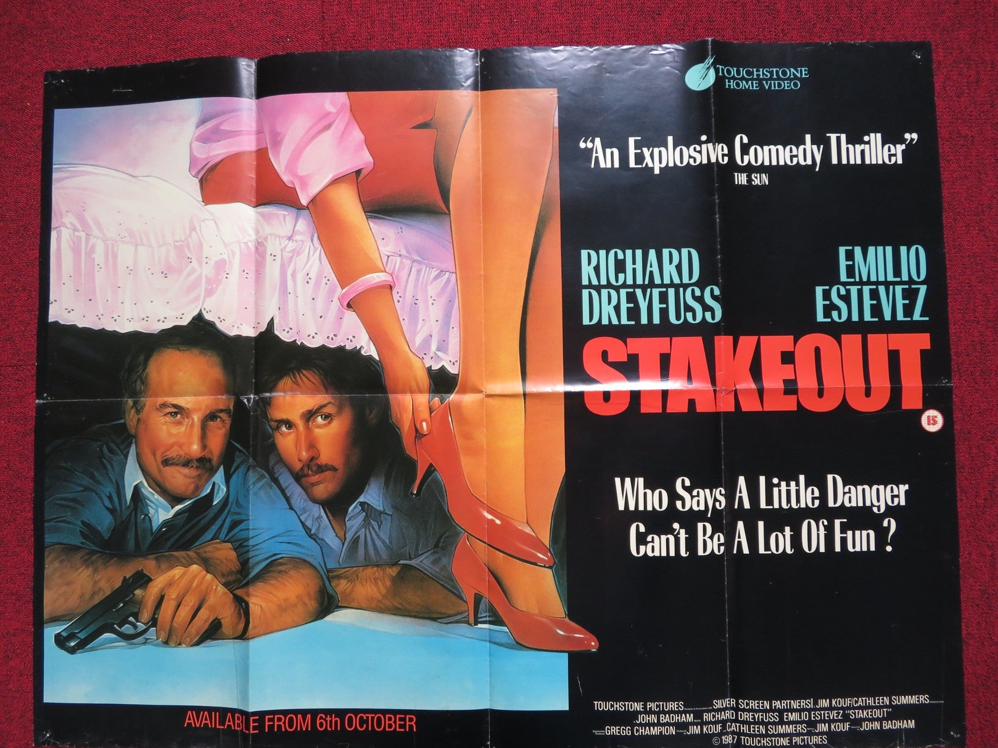 STAKEOUT VHS POSTER UK QUAD POSTER FOLDED RICHARD DREYFUSS EMILIO ESTEVEZ 1987 Rendezvous Cinema Movie posters