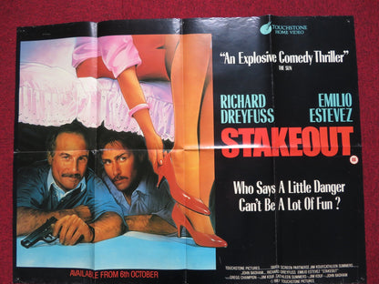 STAKEOUT VHS POSTER UK QUAD POSTER FOLDED RICHARD DREYFUSS EMILIO ESTEVEZ 1987 Rendezvous Cinema Movie posters
