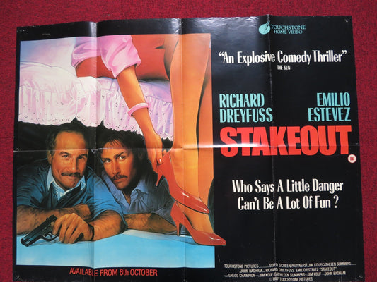 STAKEOUT VHS POSTER UK QUAD POSTER FOLDED RICHARD DREYFUSS EMILIO ESTEVEZ 1987 Rendezvous Cinema Movie posters