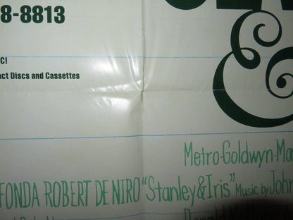 STANLEY & IRIS VIDEO VHS POSTER FOLDED JANE FONDA ROBERT DE NIRO 1988 Movie posters