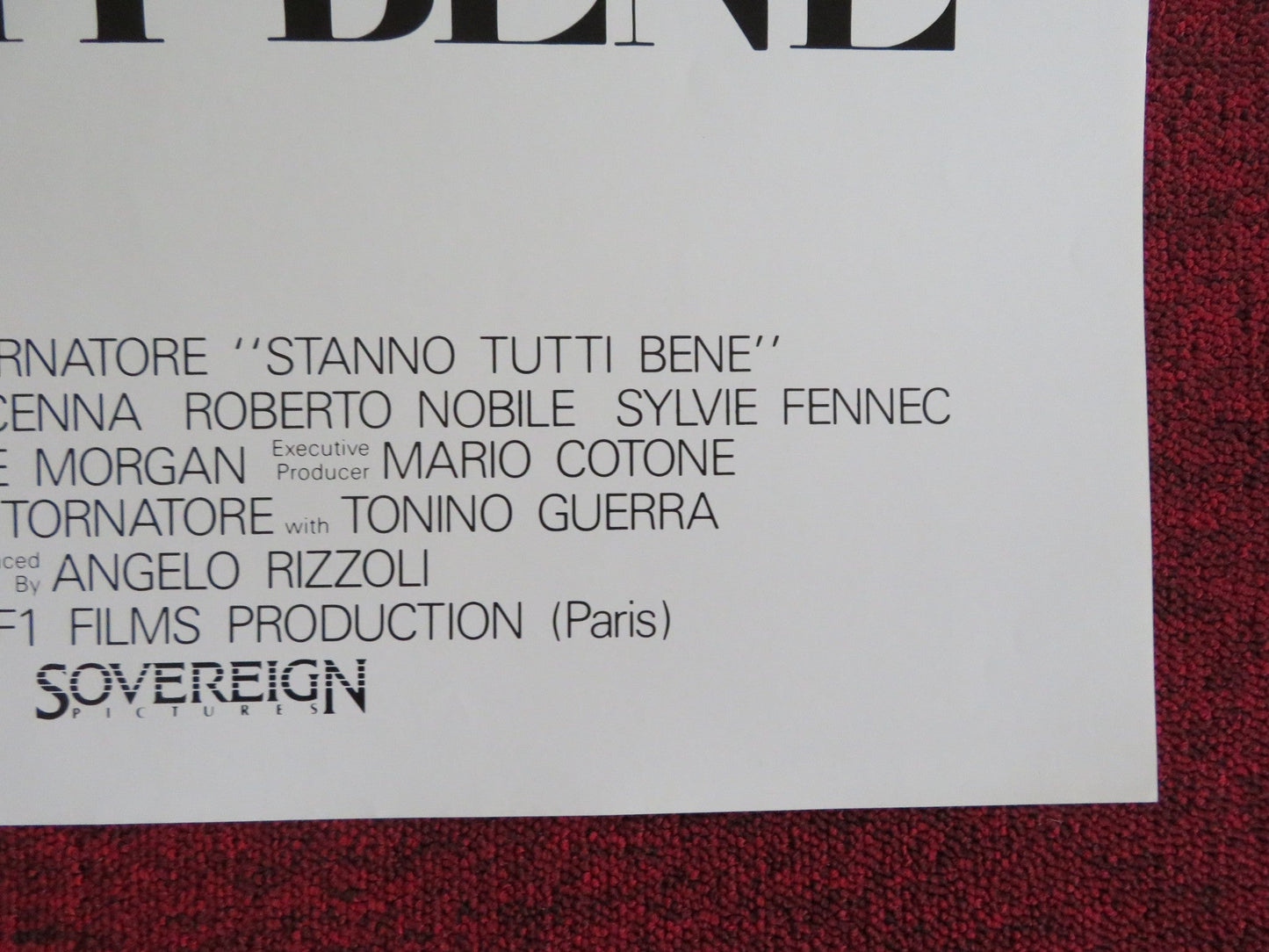 STANNO TUTTI BENE FOLDED US ONE SHEET POSTER MARCELLO MASTROIANNI M. MORGAN 1990 Rendezvous Cinema Movie posters