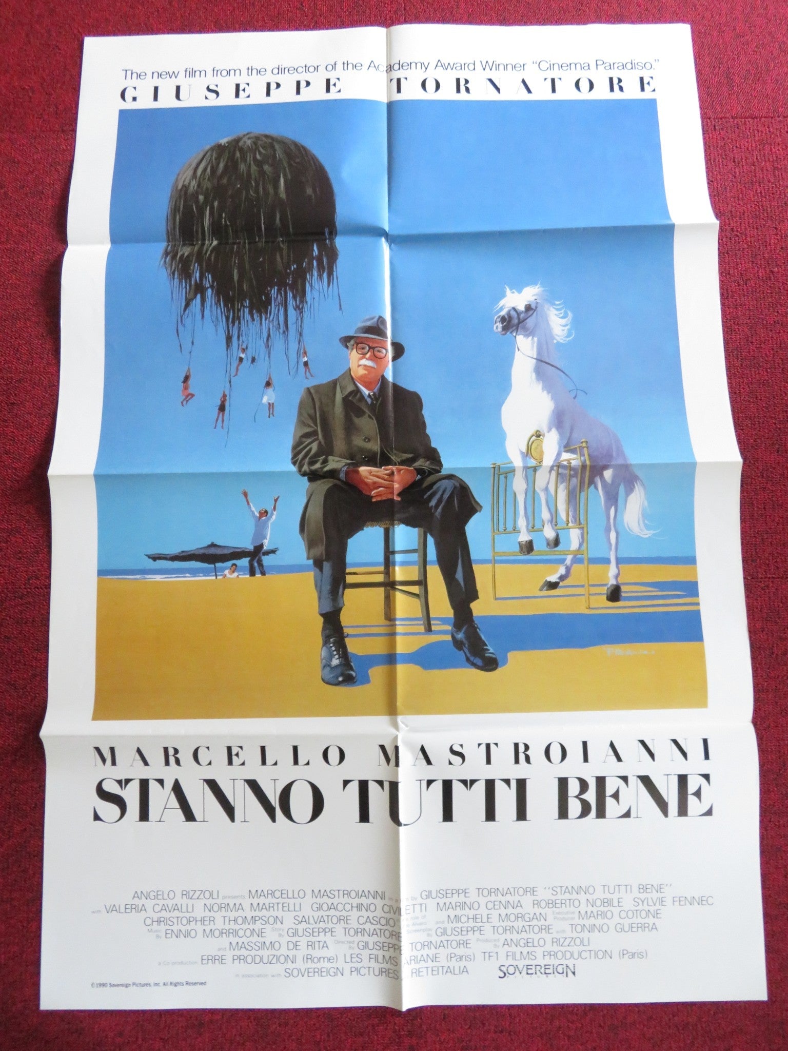 STANNO TUTTI BENE FOLDED US ONE SHEET POSTER MARCELLO MASTROIANNI M. MORGAN 1990 Rendezvous Cinema Movie posters