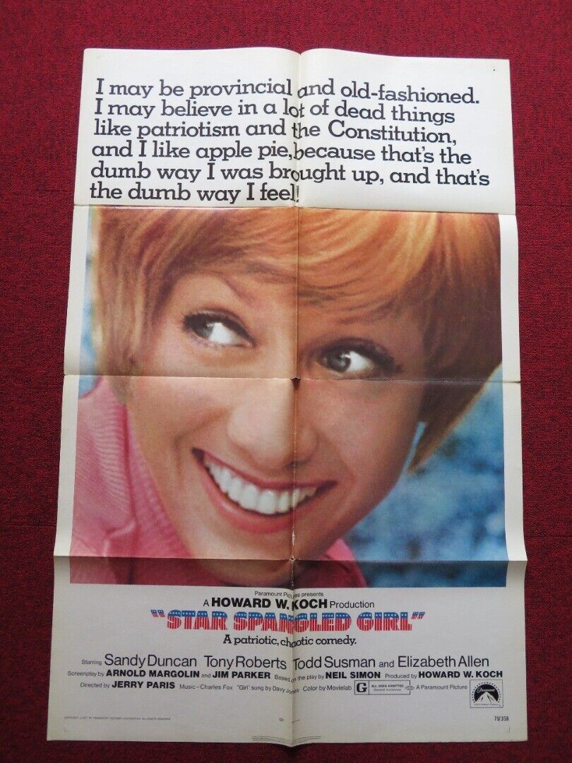 STAR SPANGLED GIRL FOLDED US ONE SHEET POSTER SANDY DUNCAN TONY ROBERTS 1971 - Rendezvous Cinema