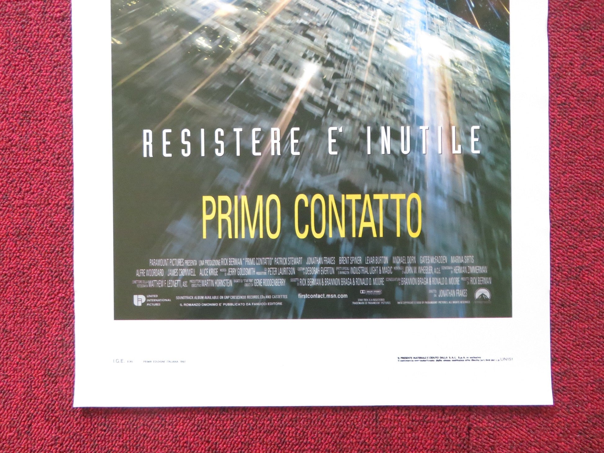 STAR TREK: FIRST CONTACT ITALIAN LOCANDINA POSTER PATRICK STEWART J. FRAKES 1997 Rendezvous Cinema Movie posters
