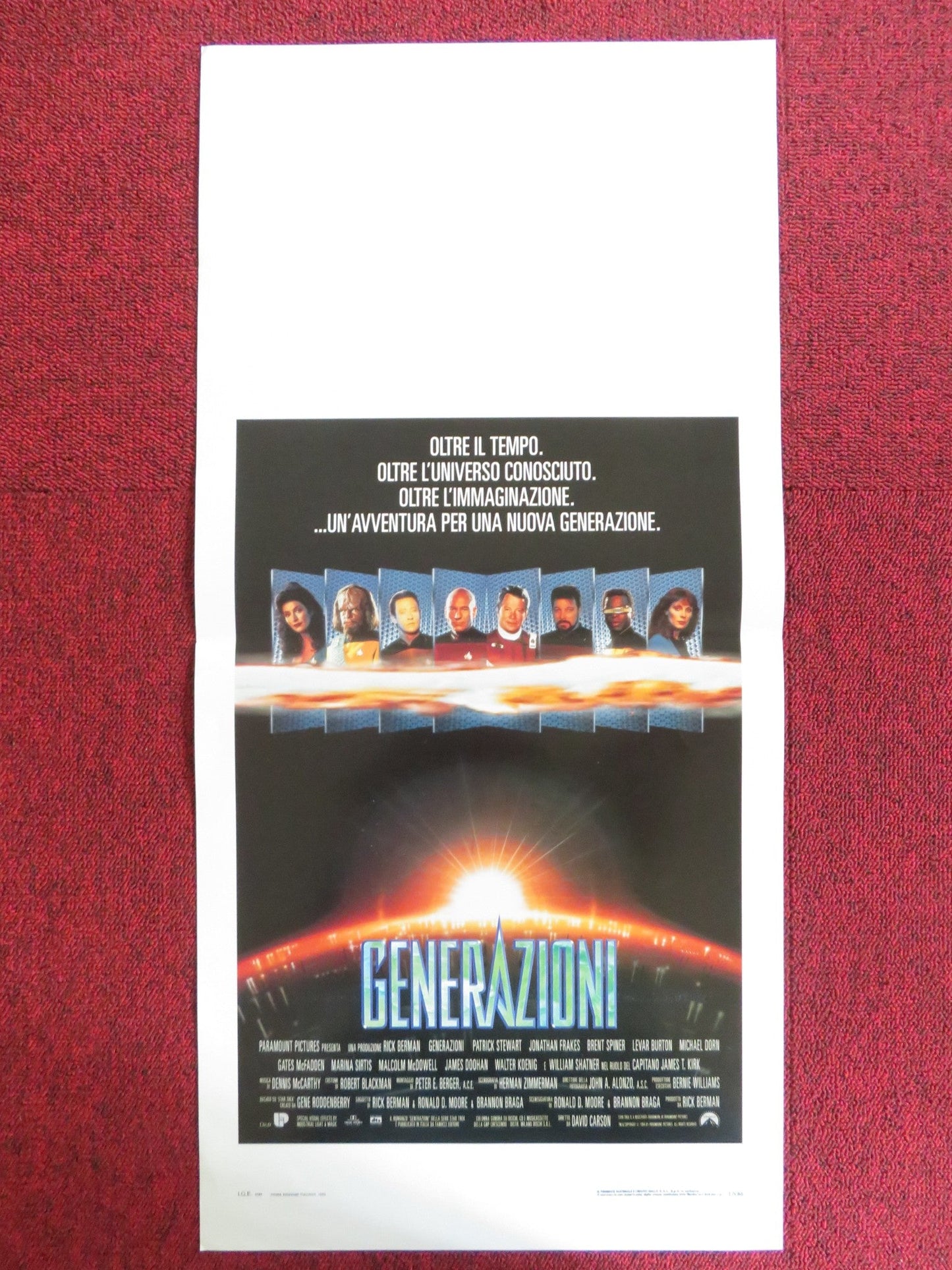 STAR TREK: GENERATIONS ITALIAN LOCANDINA POSTER PATRICK STEWART W. SHATNER 1995 Rendezvous Cinema Movie posters