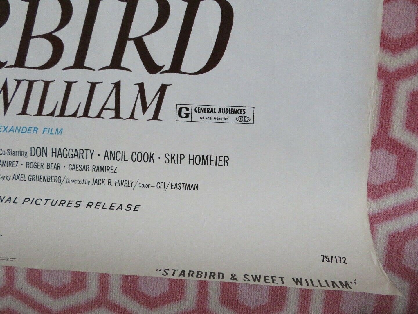 STARBIRD AND SWEET WILLIAM ONE SHEET ROLLED POSTER A.MARTINEZ 1973 Movie posters