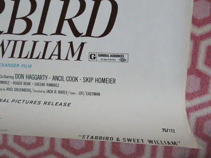 STARBIRD AND SWEET WILLIAM ONE SHEET ROLLED POSTER A.MARTINEZ 1973 Movie posters