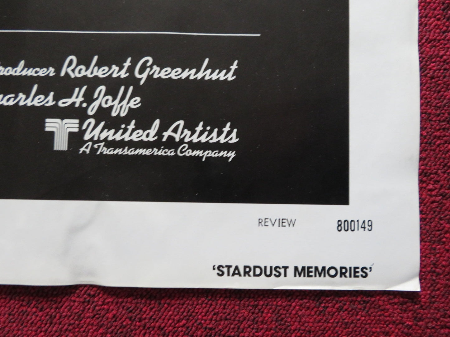 STARDUST MEMORIES - REVIEW FOLDED US ONE SHEET POSTER WOODY ALLEN 1980 Rendezvous Cinema Movie posters