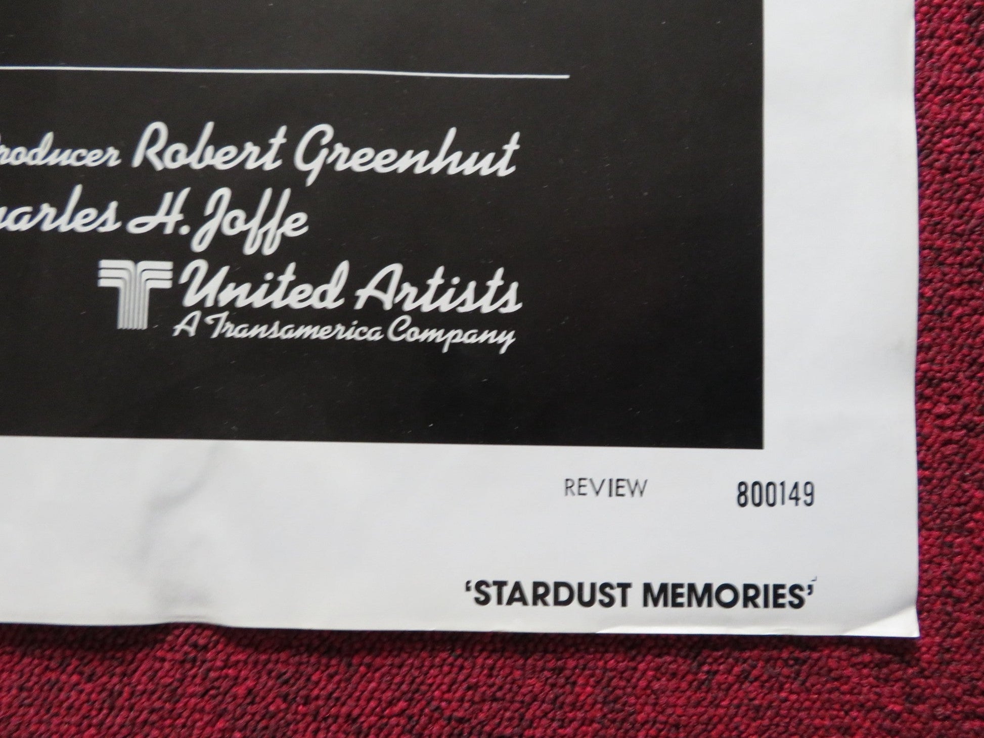 STARDUST MEMORIES - REVIEW FOLDED US ONE SHEET POSTER WOODY ALLEN 1980 Rendezvous Cinema Movie posters