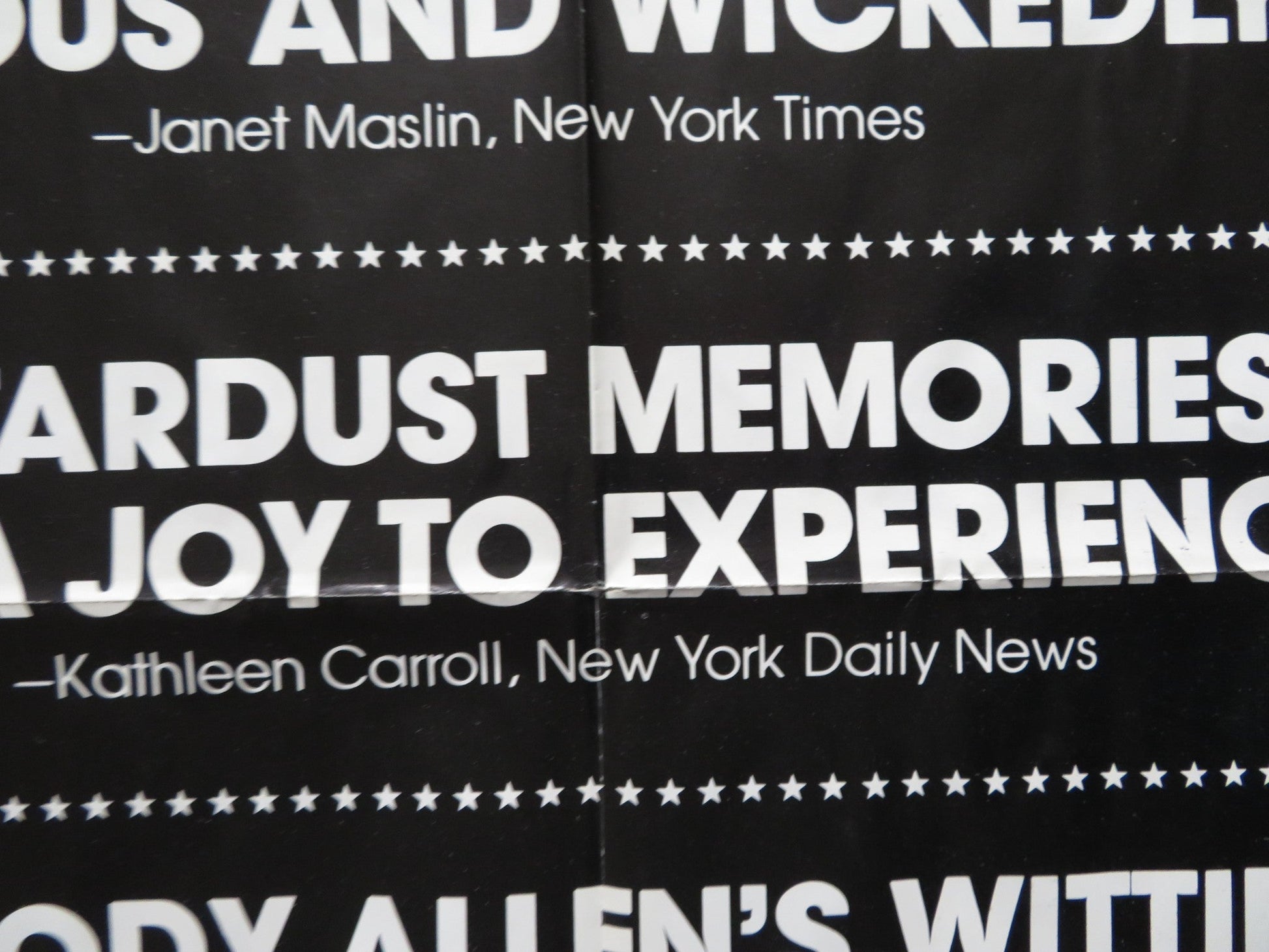 STARDUST MEMORIES - REVIEW FOLDED US ONE SHEET POSTER WOODY ALLEN 1980 Rendezvous Cinema Movie posters
