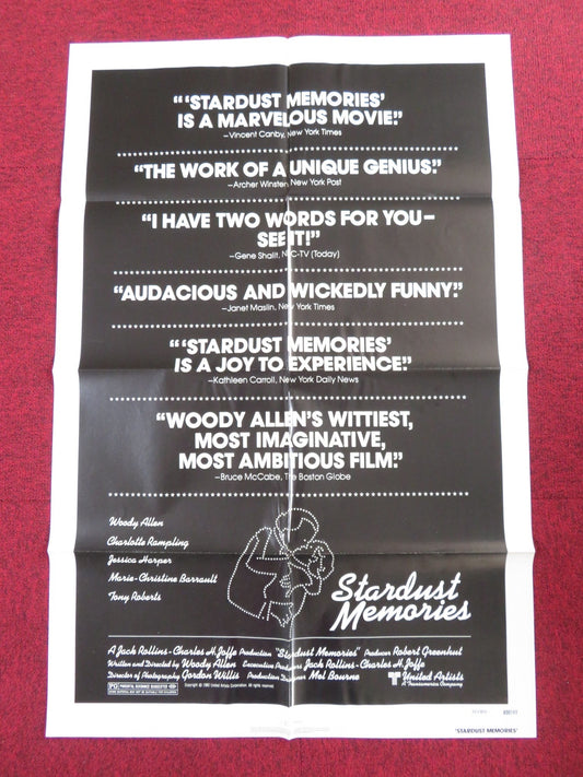 STARDUST MEMORIES - REVIEW FOLDED US ONE SHEET POSTER WOODY ALLEN RAMPLING 1980 Rendezvous Cinema Movie posters