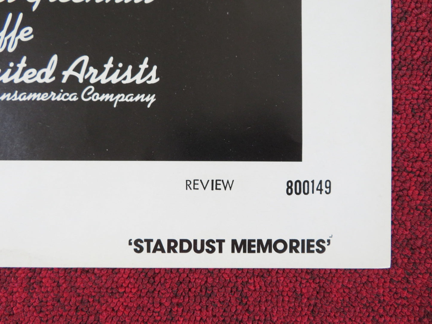 STARDUST MEMORIES - REVIEW FOLDED US ONE SHEET POSTER WOODY ALLEN RAMPLING 1980 Rendezvous Cinema Movie posters