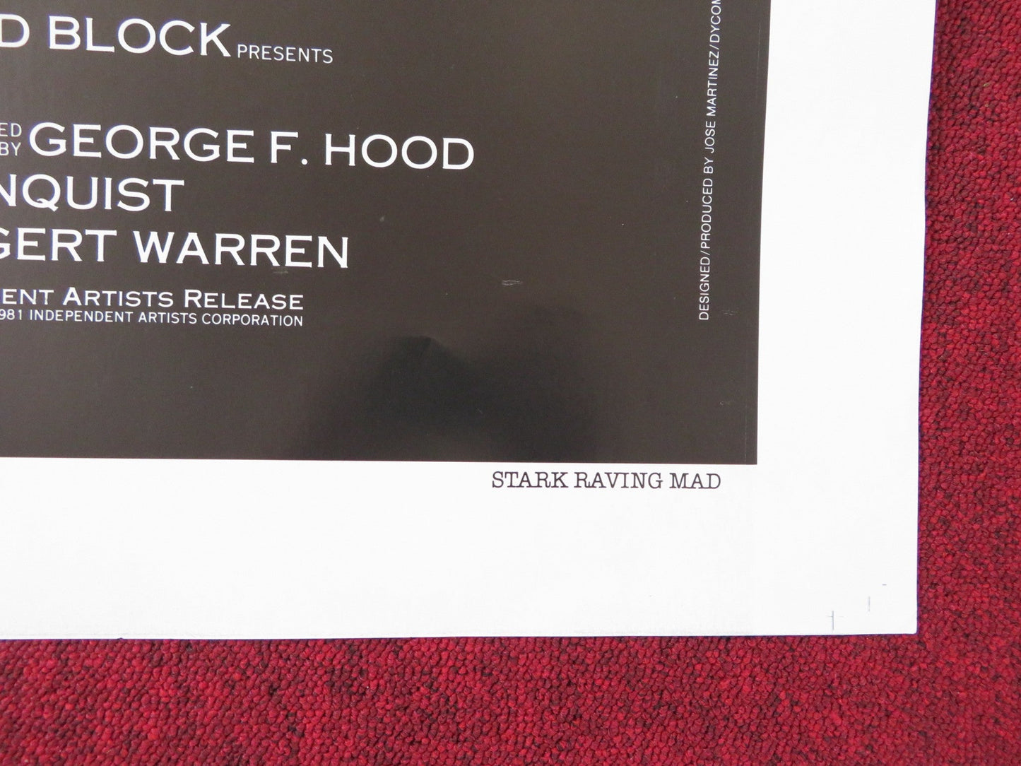 STARK RAVING MAD US TRI FOLDED ONE SHEET ROLLED POSTER RUSS FAST 1981 Rendezvous Cinema Movie posters