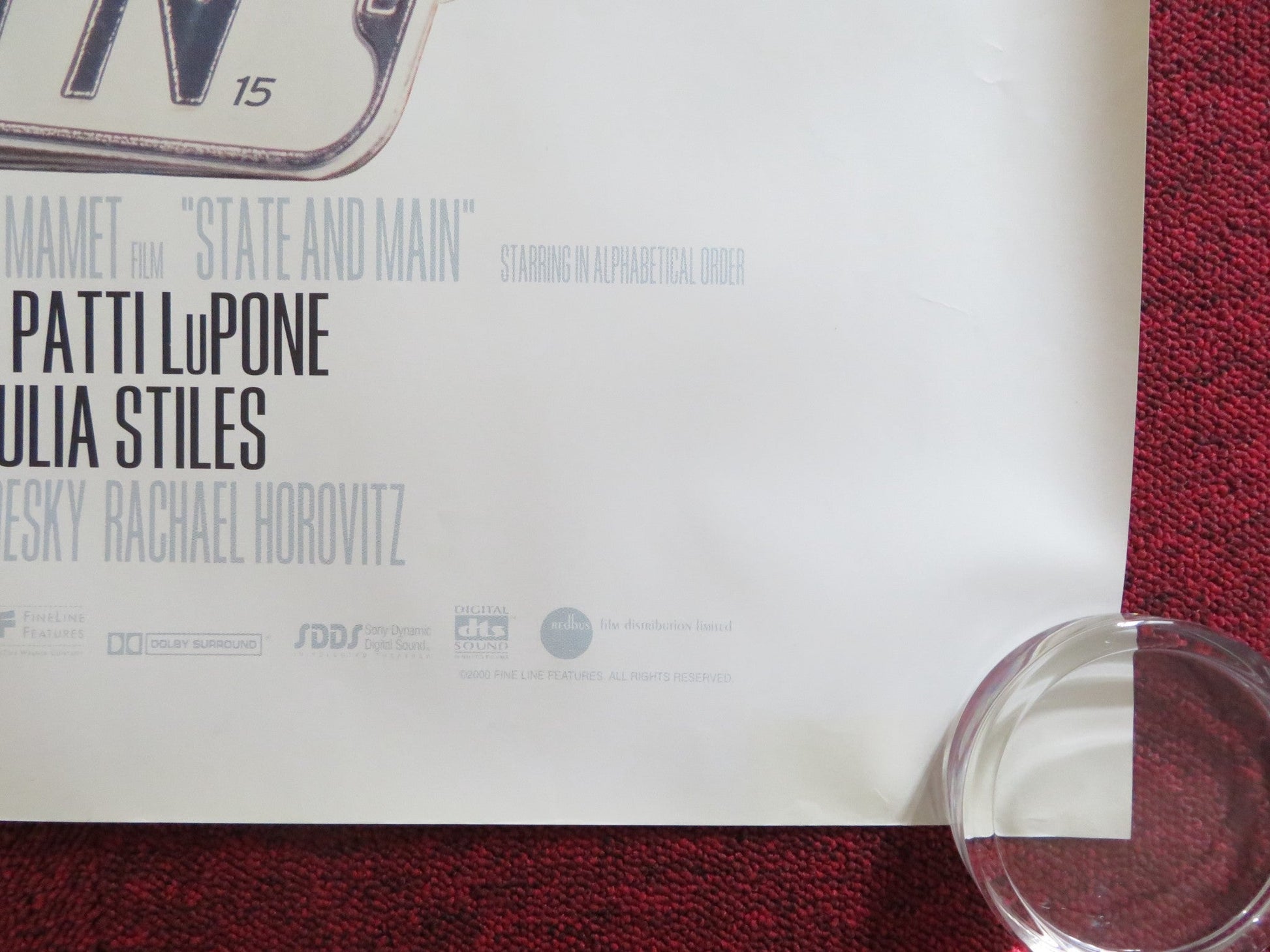 STATE AND MAIN UK QUAD (30"x 40") ROLLED POSTER ALEC BALDWIN P. S. HOFFMAN 2000 Rendezvous Cinema Movie posters