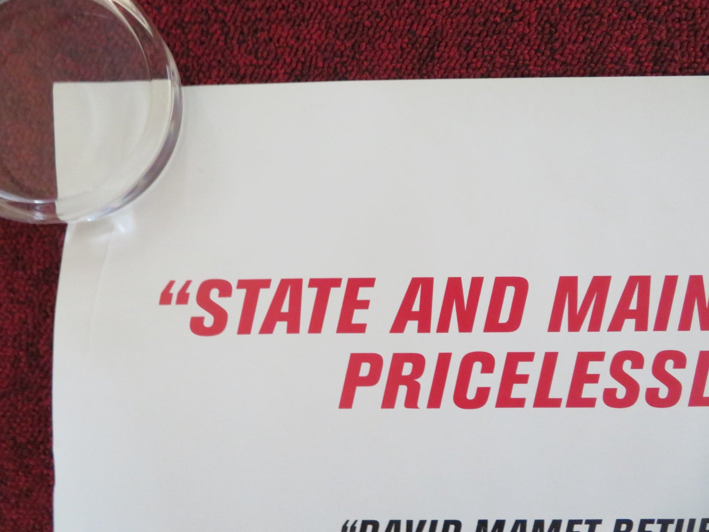 STATE AND MAIN UK QUAD (30"x 40") ROLLED POSTER ALEC BALDWIN P. S. HOFFMAN 2000 Rendezvous Cinema Movie posters