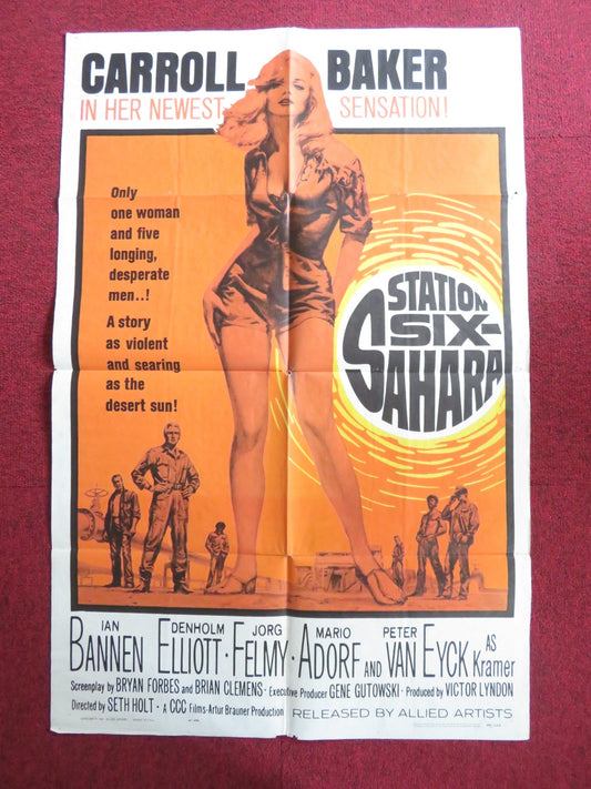 STATION SIX SAHARA FOLDED US ONE SHEET POSTER CARROLL BAKER IAN BANNEN 1964 Rendezvous Cinema Movie posters