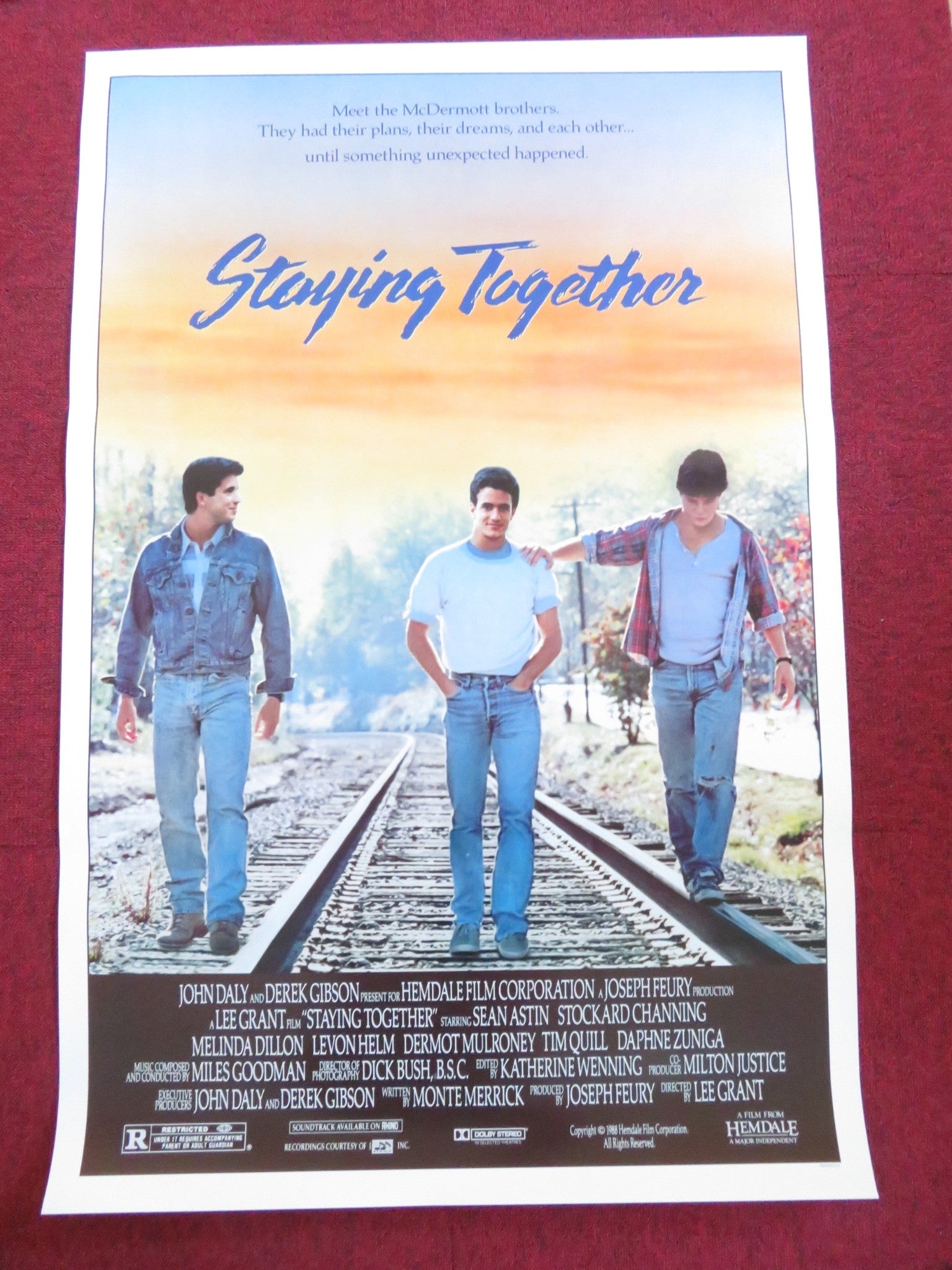STAYING TOGETHER US ONE SHEET ROLLED POSTER SEAN ASTIN DERMOT MULRONEY 1989 Rendezvous Cinema Movie posters