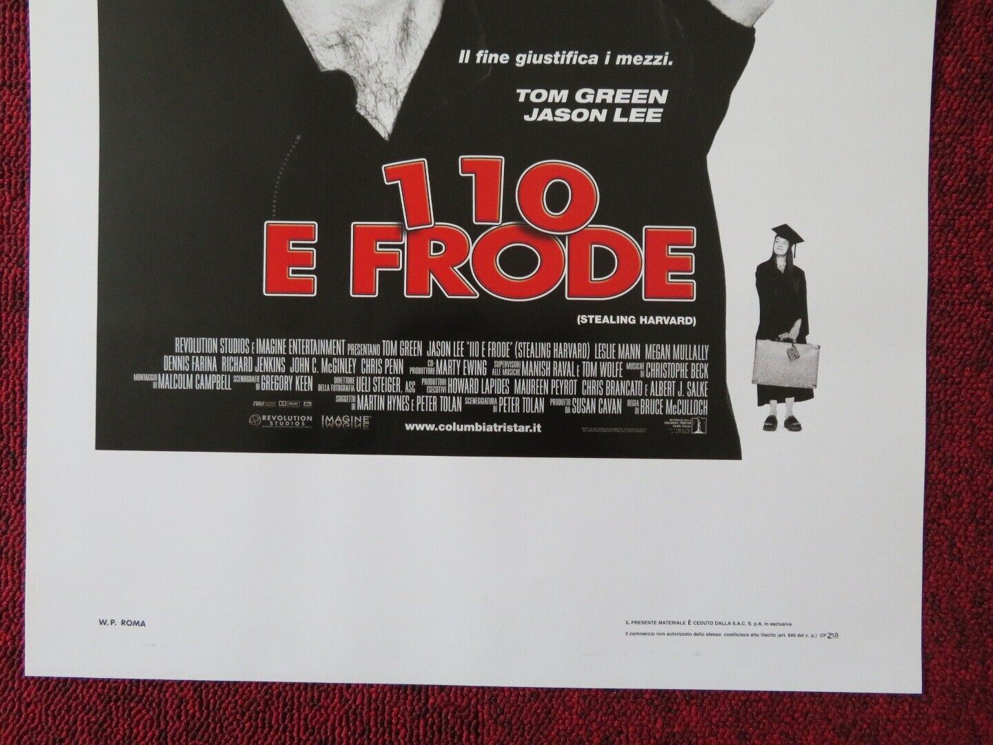 STEALING HARVARD ITALIAN LOCANDINA (27.5"x13") POSTER TOM GREEN JASON LEE 2002 Movie posters