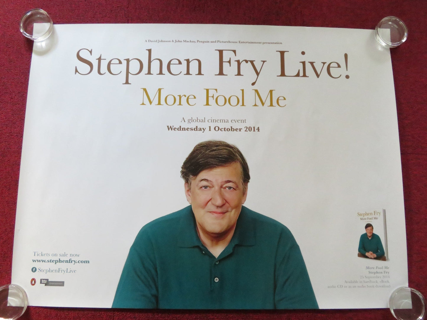 STEPHEN FRY LIVE!: MORE FOOL ME UK QUAD (30"x 40") ROLLED POSTER 2014 Rendezvous Cinema Movie posters