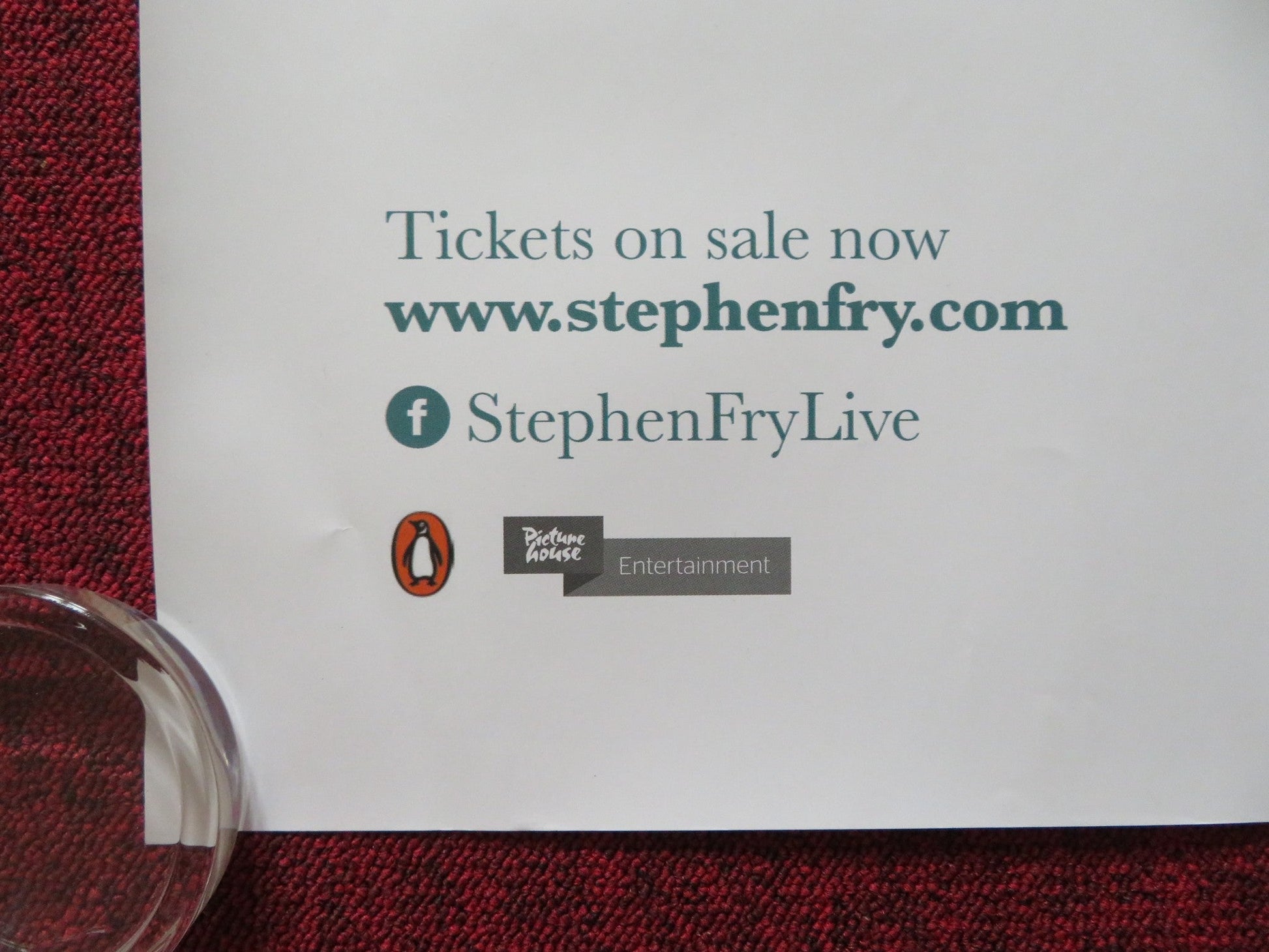 STEPHEN FRY LIVE ! MORE FOOL ME UK QUAD ROLLED POSTER STEPHEN FRY 2014 Rendezvous Cinema Movie posters