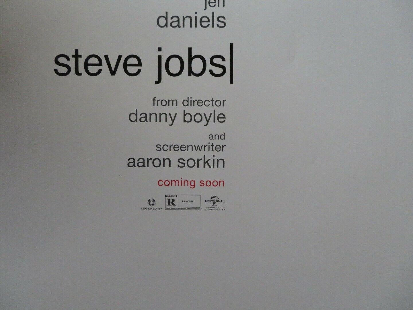 STEVE JOBS US ONE SHEET ROLLED POSTER MICHAEL FASSBENDER KATE WINSLET 2015 Movie posters