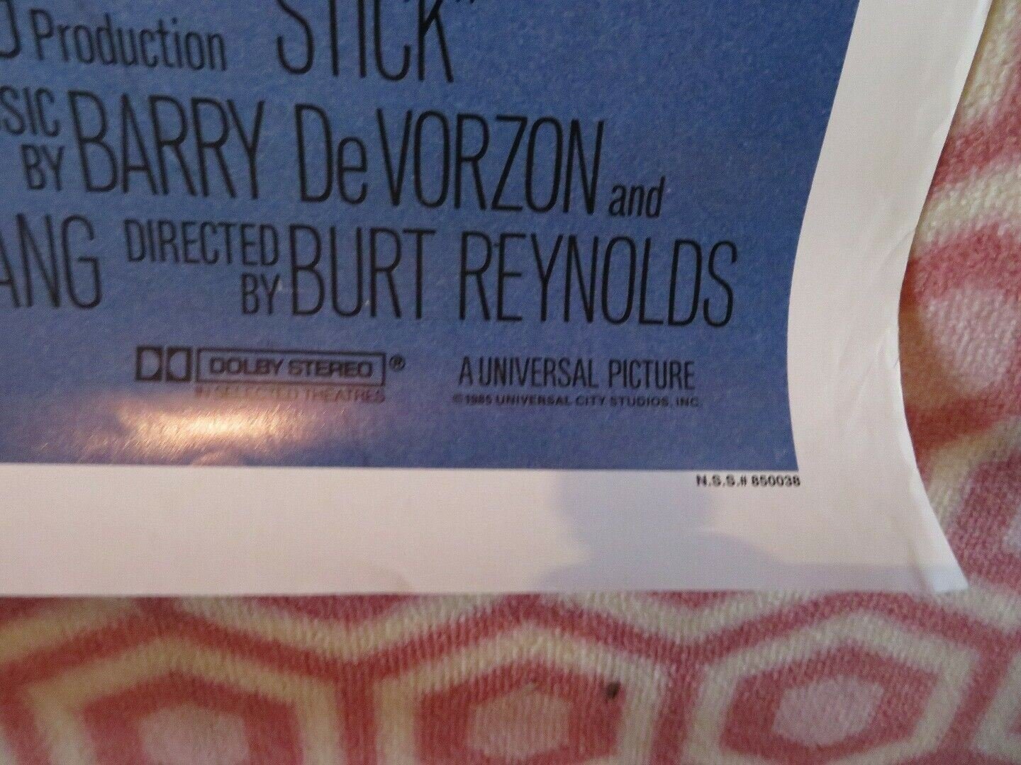STICK US ONE SHEET ROLLED POSTER BURT REYNOLDS 1985 - Rendezvous Cinema