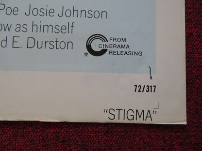 STIGMA FOLDED US ONE SHEET POSTER PHILIP MICHAEL THOMAS HARLAN POE 1972 - Rendezvous Cinema